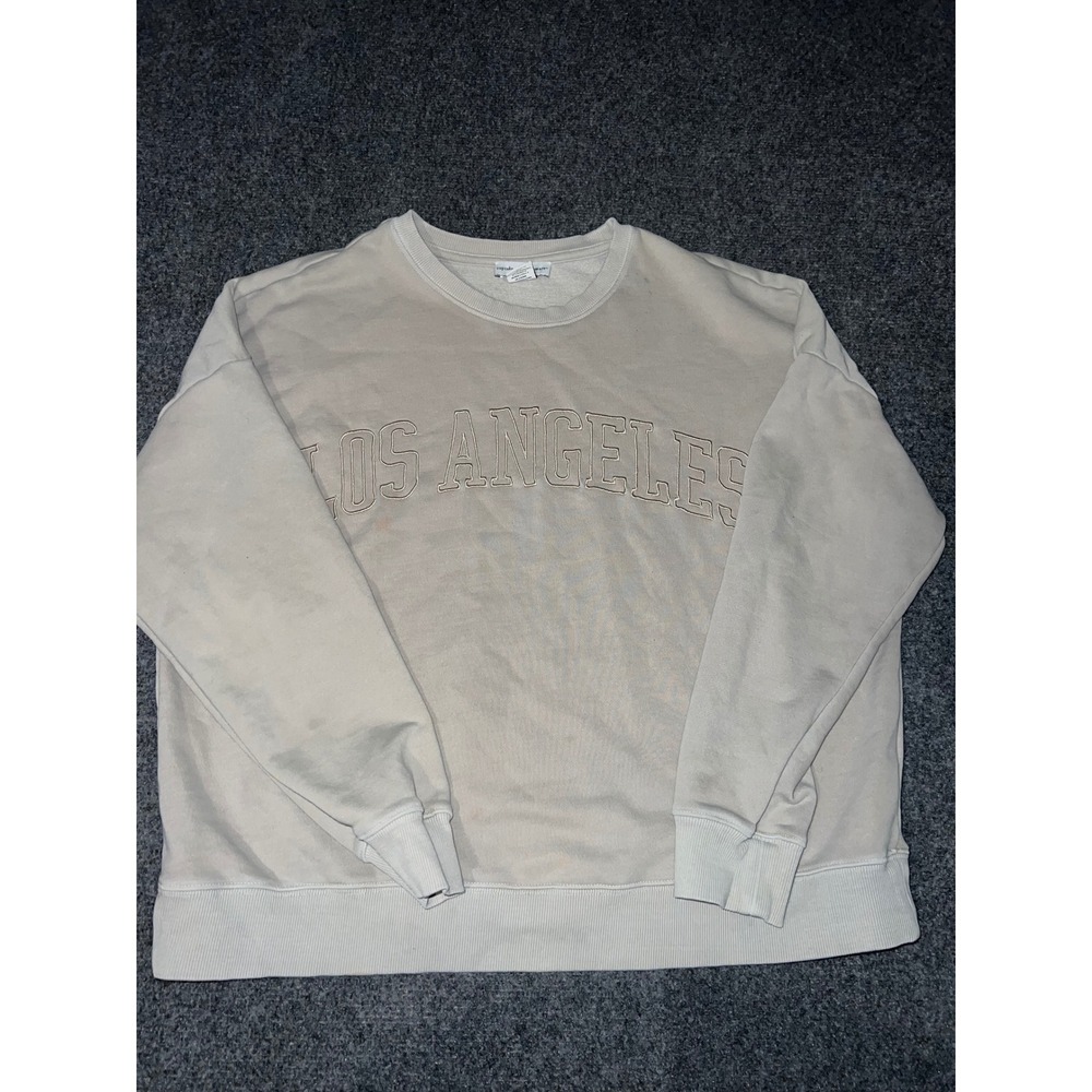 Cupcakes and Cashmere Los Angeles Embroidered Sweatshirt Tan Medium RN160656